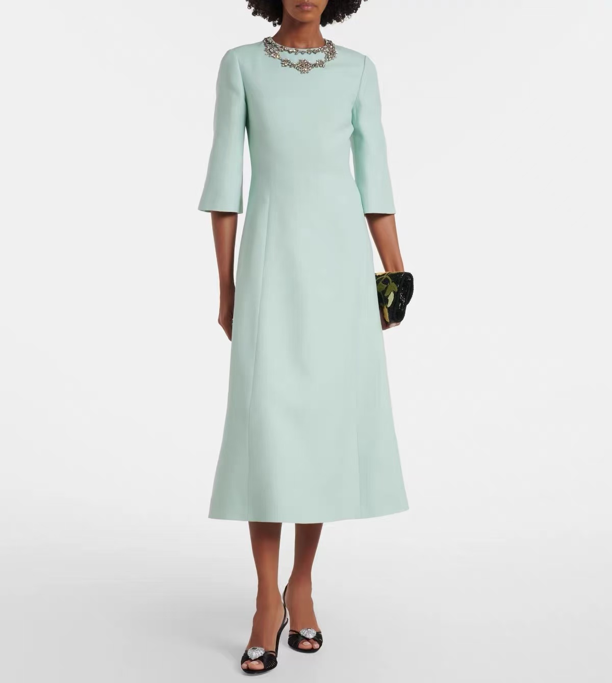 Premium Silk Wool Mint Green W - đánh giá và giá Midi Dress
